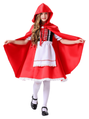 Girl’s Classic Lace-Trimmed Little Red Riding Hood Costume