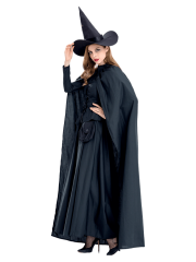 Women's Black Cape Vintage Witch Costume