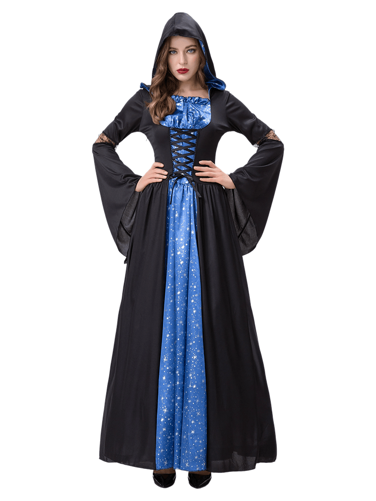 Black Blue Star Witch Costume for Women – Wholesale Halloween Magic
