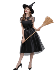 Girls Black Tulle Witch Costume
