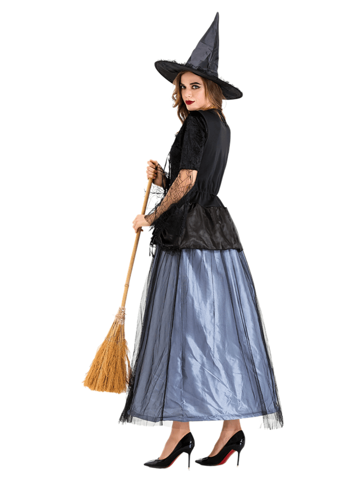 Women's Black Blue Tulle Witch Costume