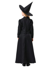 Girls Vintage Black Long Witch Dress Costume