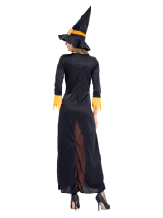 Women's Black Yellow Long Witch Costume