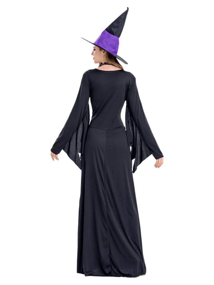 Women's Black Purple Long Witch Costume
