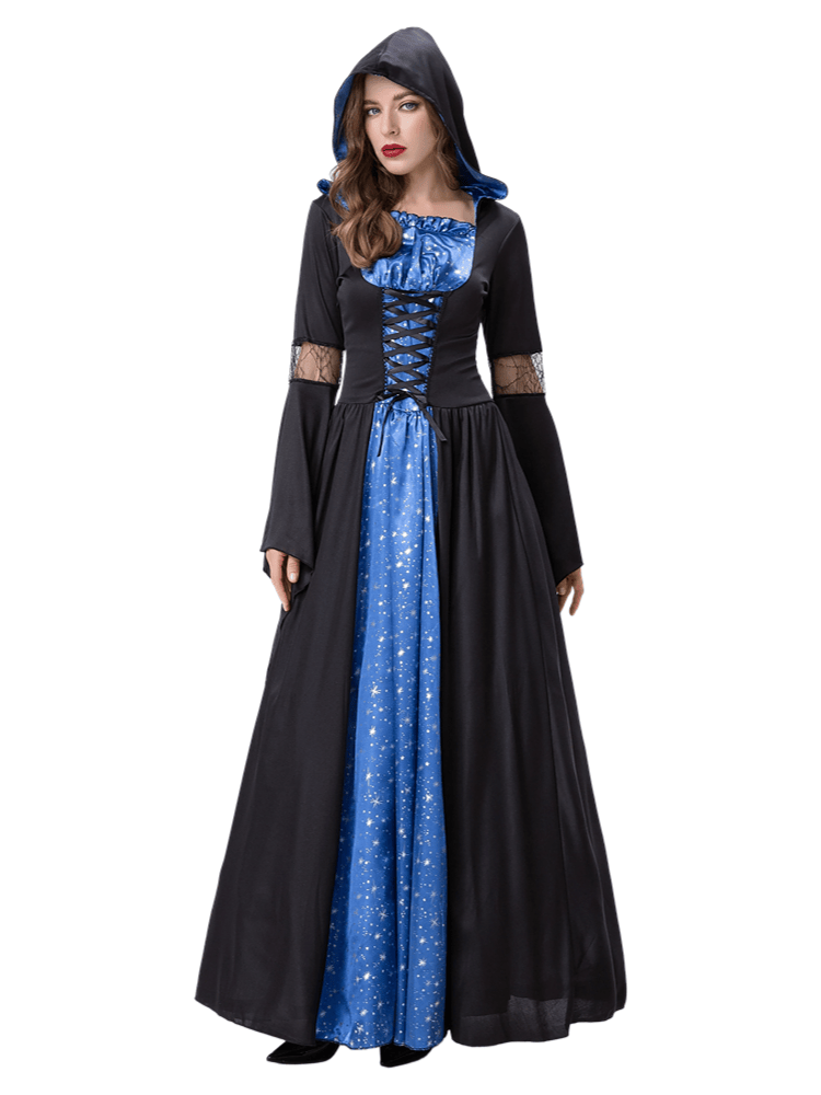 Black Blue Star Witch Costume for Women – Wholesale Halloween Magic