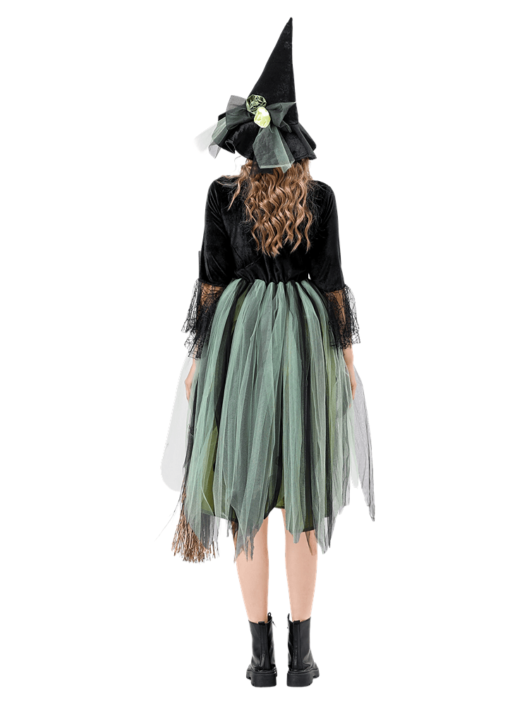 Adult Women's Black Green Tulle Witch Costume