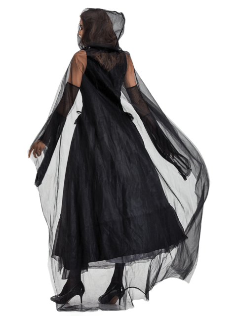 Women's Black Tulle Hooded Witch Costume