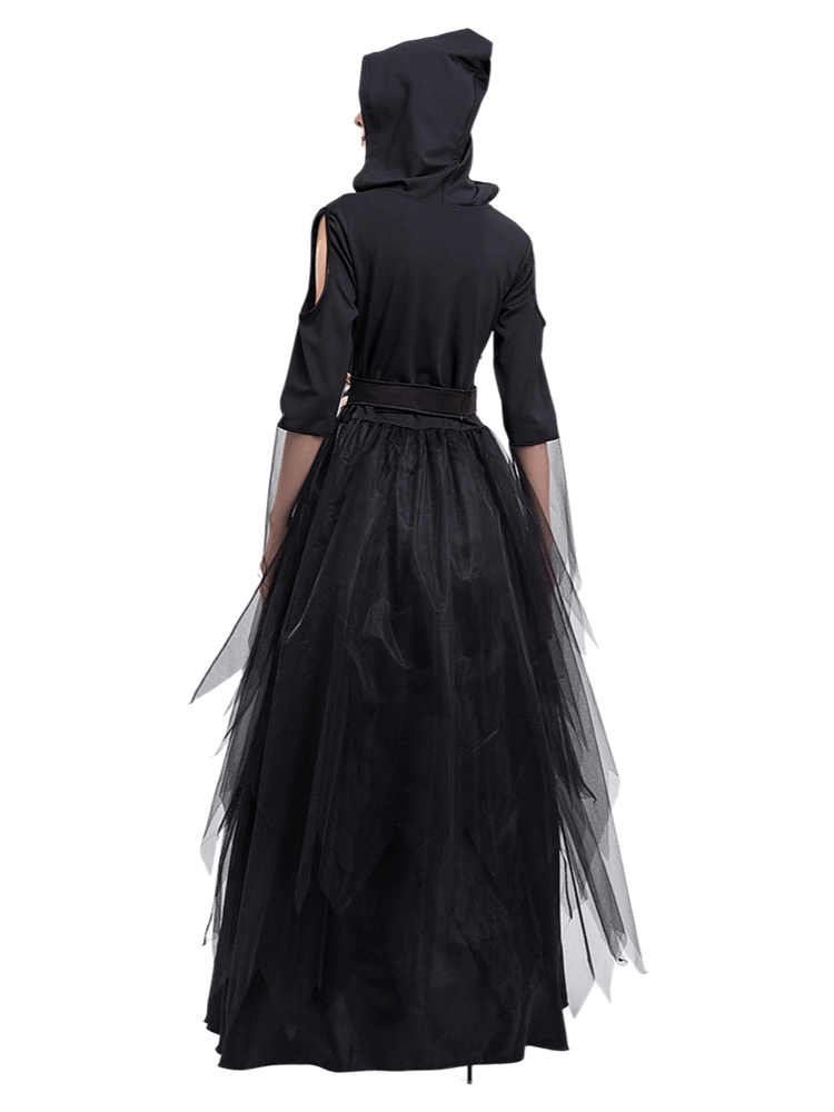 Women's Black Gold Moon Star Witch Costume