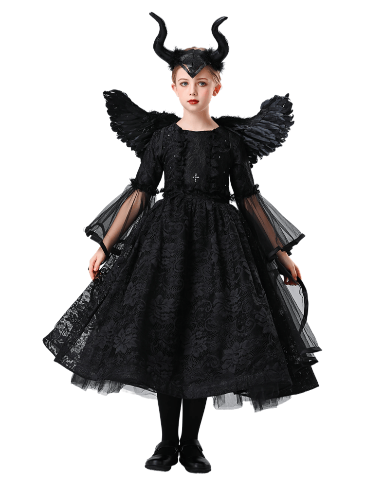 Girls Disney Sleeping Beauty Maleficent Witch Dress Costume