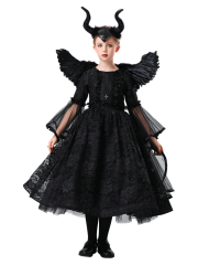 Girls Disney Sleeping Beauty Maleficent Witch Dress Costume