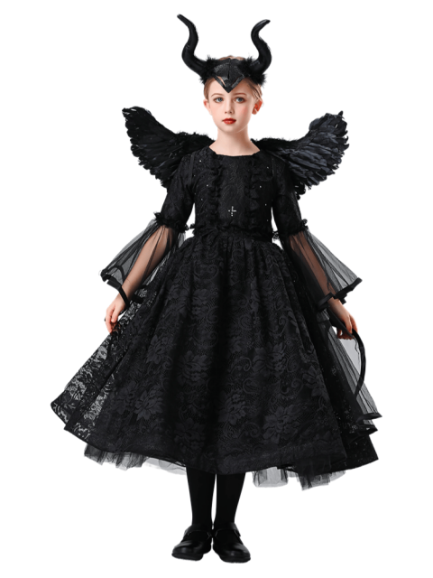 Girls Disney Sleeping Beauty Maleficent Witch Dress Costume