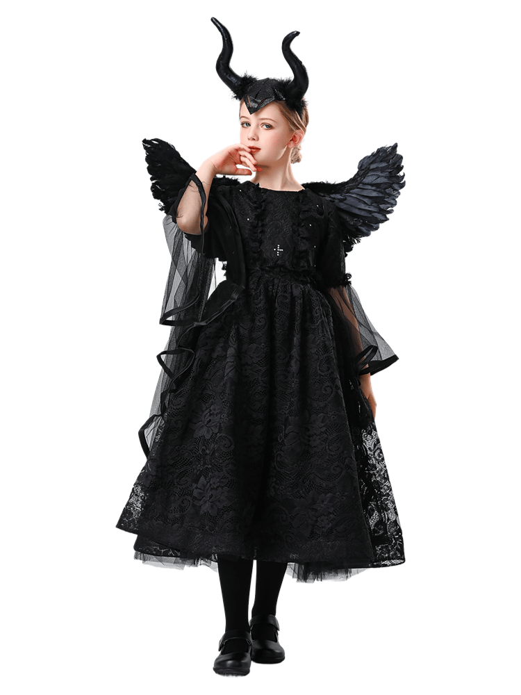 Girls Disney Sleeping Beauty Maleficent Witch Dress Costume
