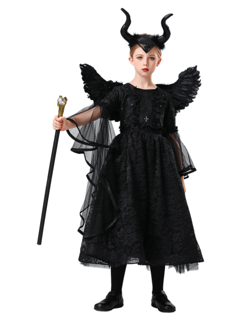 Girls Disney Sleeping Beauty Maleficent Witch Dress Costume