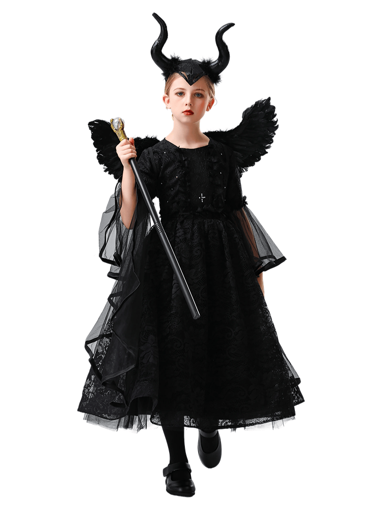 Girls Disney Sleeping Beauty Maleficent Witch Dress Costume