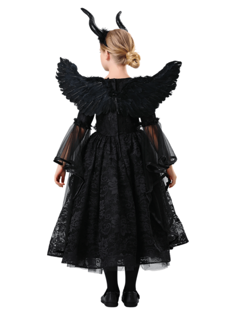 Girls Disney Sleeping Beauty Maleficent Witch Dress Costume