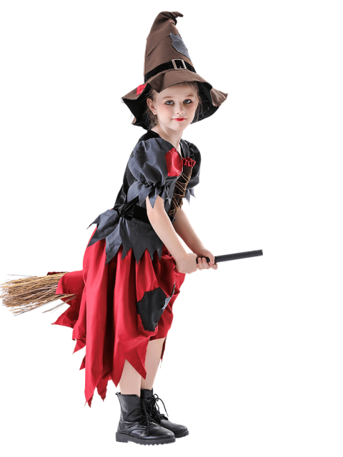 Girls Patchwork Hobo Witch Dress Costume