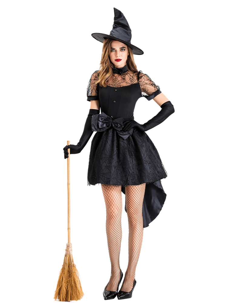 Women's Black Lace Spider Web Witch Costume