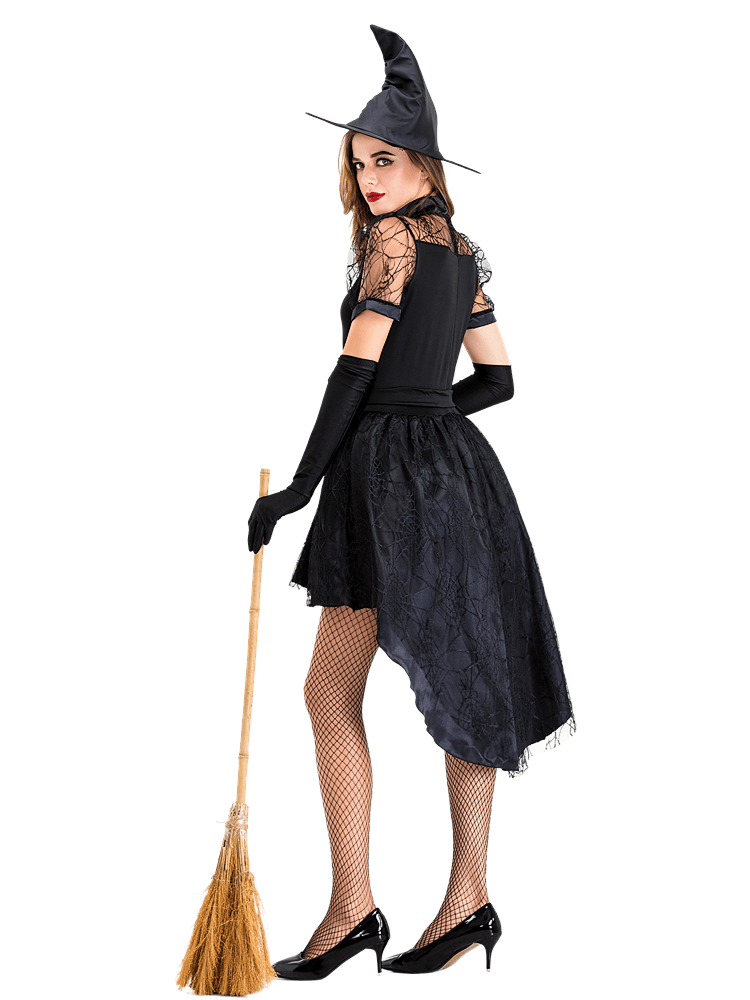 Women's Black Lace Spider Web Witch Costume