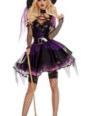 Women's Purple Black Glitter Witch Costume