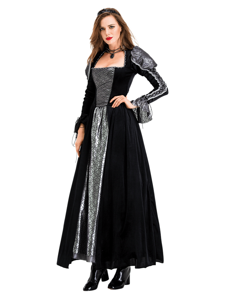 Women's Black Silver Vintage Witch Costume