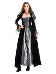 Women's Black Silver Vintage Witch Costume