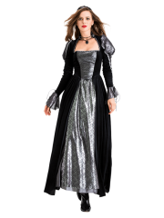 Women's Black Silver Vintage Witch Costume