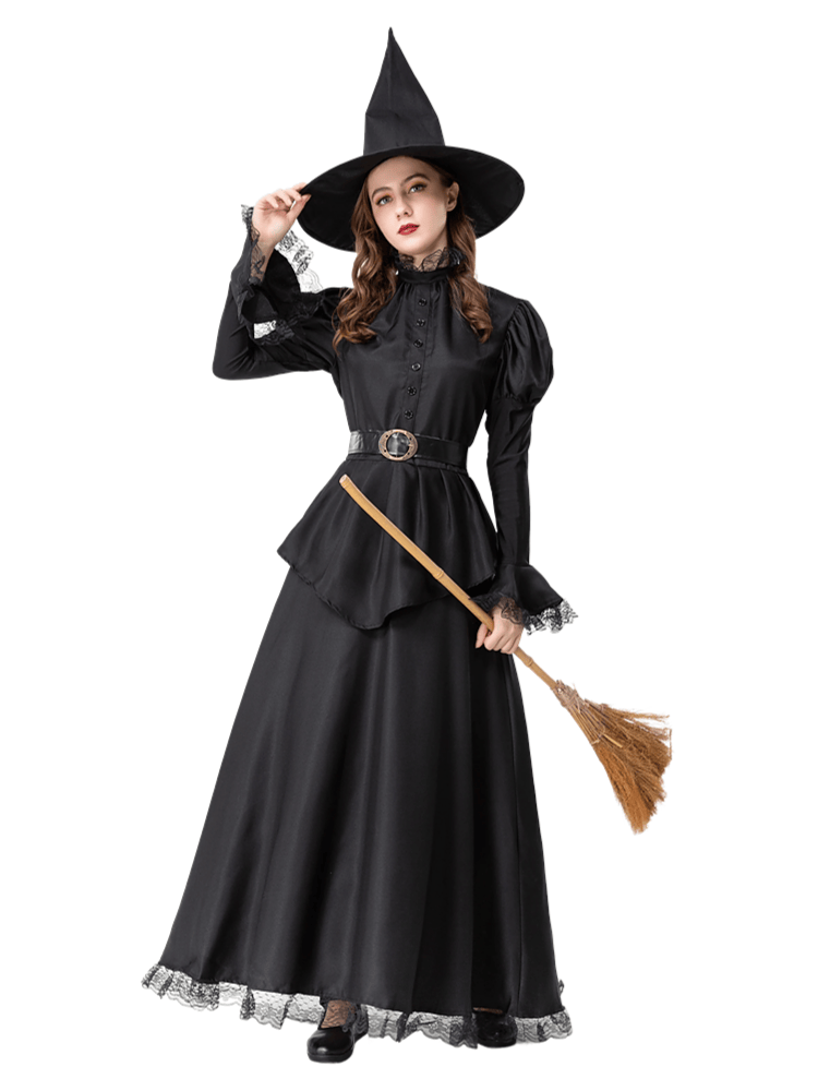 Women's Black Lace Vintage Witch Costume