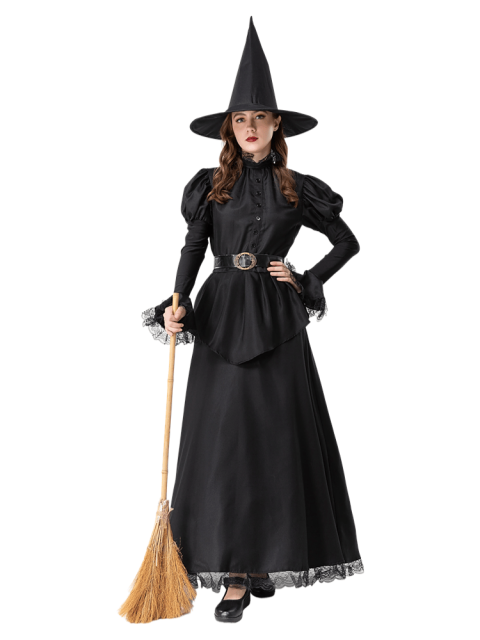 Women's Black Lace Vintage Witch Costume