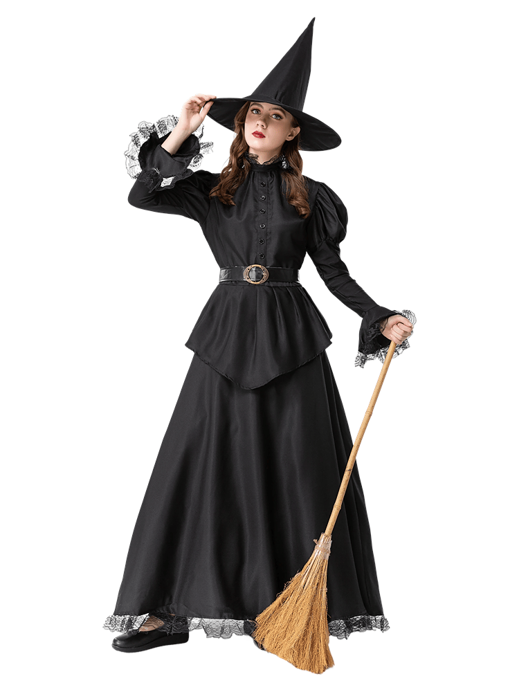 Women's Black Lace Vintage Witch Costume