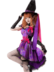 Women's Purple Spider Web Witch Costume