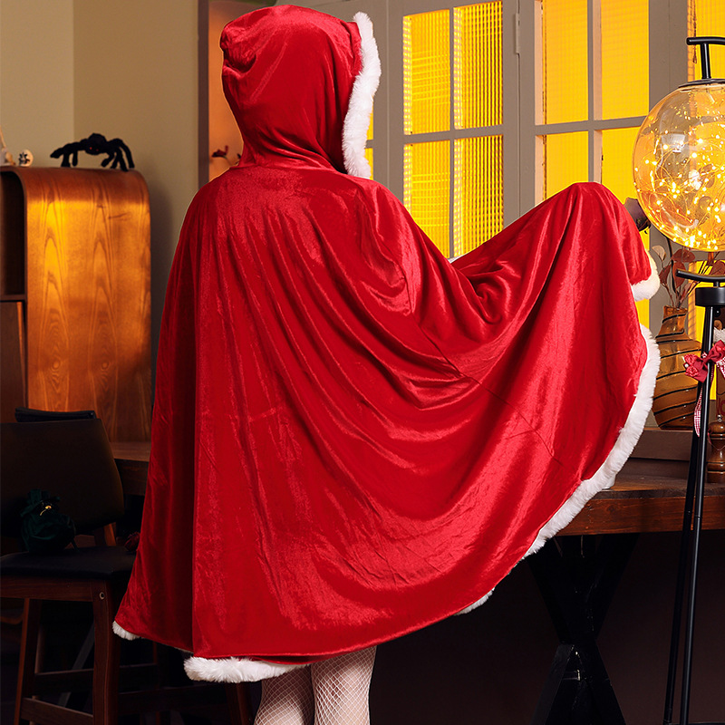 Hooded Christmas Cape Dress