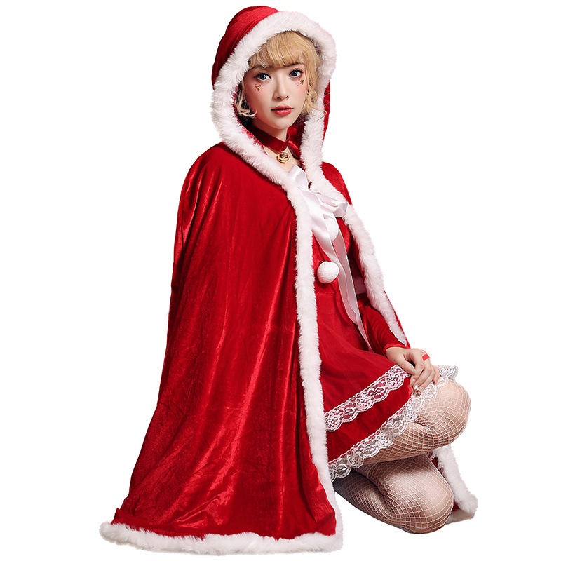 Hooded Christmas Cape Dress