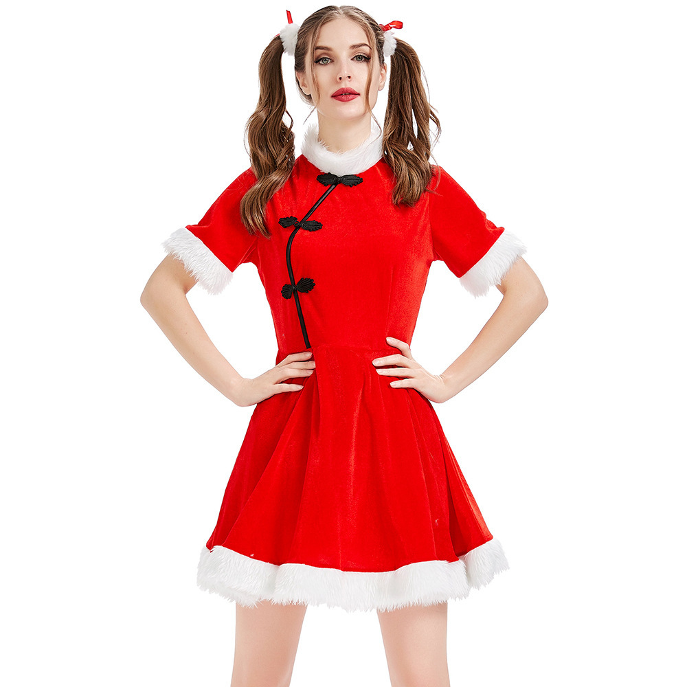 Sexy Ladies Christmas Costume Wholesale Red Santa Dress