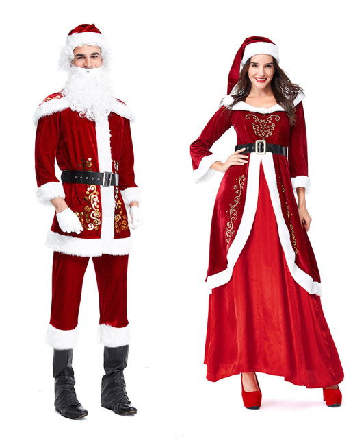 Couples Christmas Costumes Wholesale Adult Santa Outfit Set