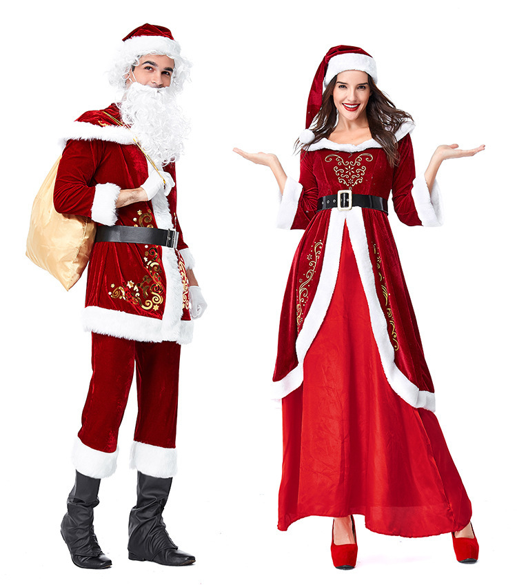 Couples Christmas Costumes Wholesale Adult Santa Outfit Set