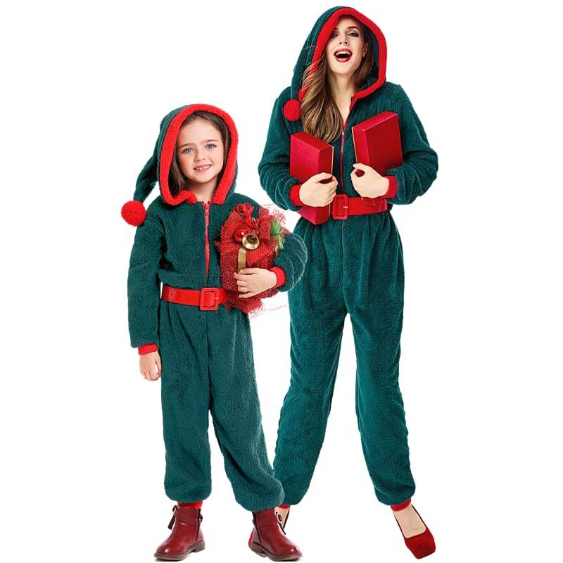 Group Green Hooded Christmas Costumes