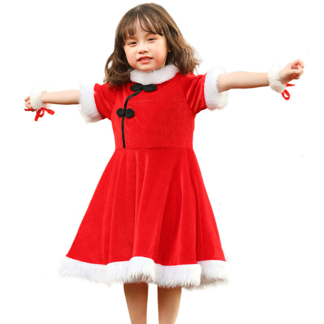 Children’s Christmas Costume Wholesale Red Holiday Dress & Cape Set