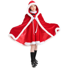 Children’s Christmas Costume Wholesale Red Holiday Dress & Cape Set
