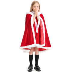Children’s Christmas Costume Wholesale Red Holiday Dress & Cape Set