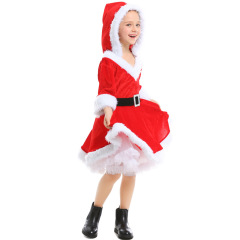 Girls Christmas Santa Dress with Hood – Wholesale Holiday Outfit