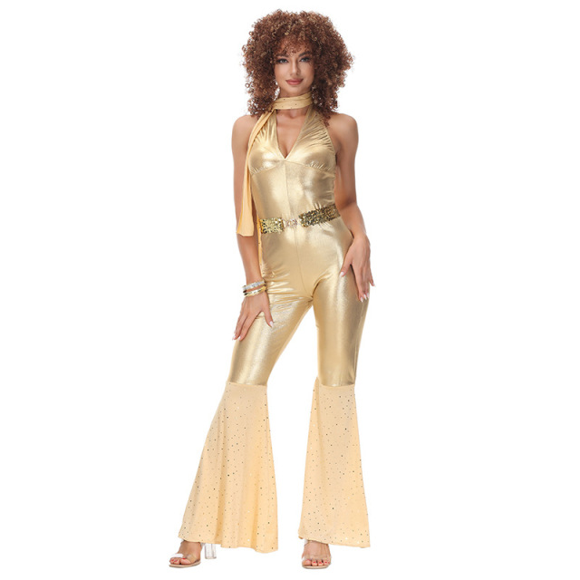 Sexy Gold Disco Dance Costume for Women