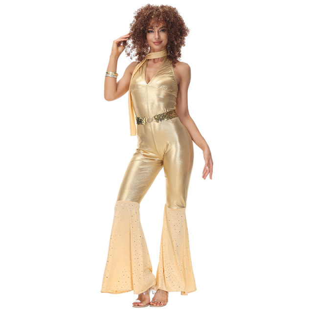 Sexy Gold Disco Dance Costume for Women