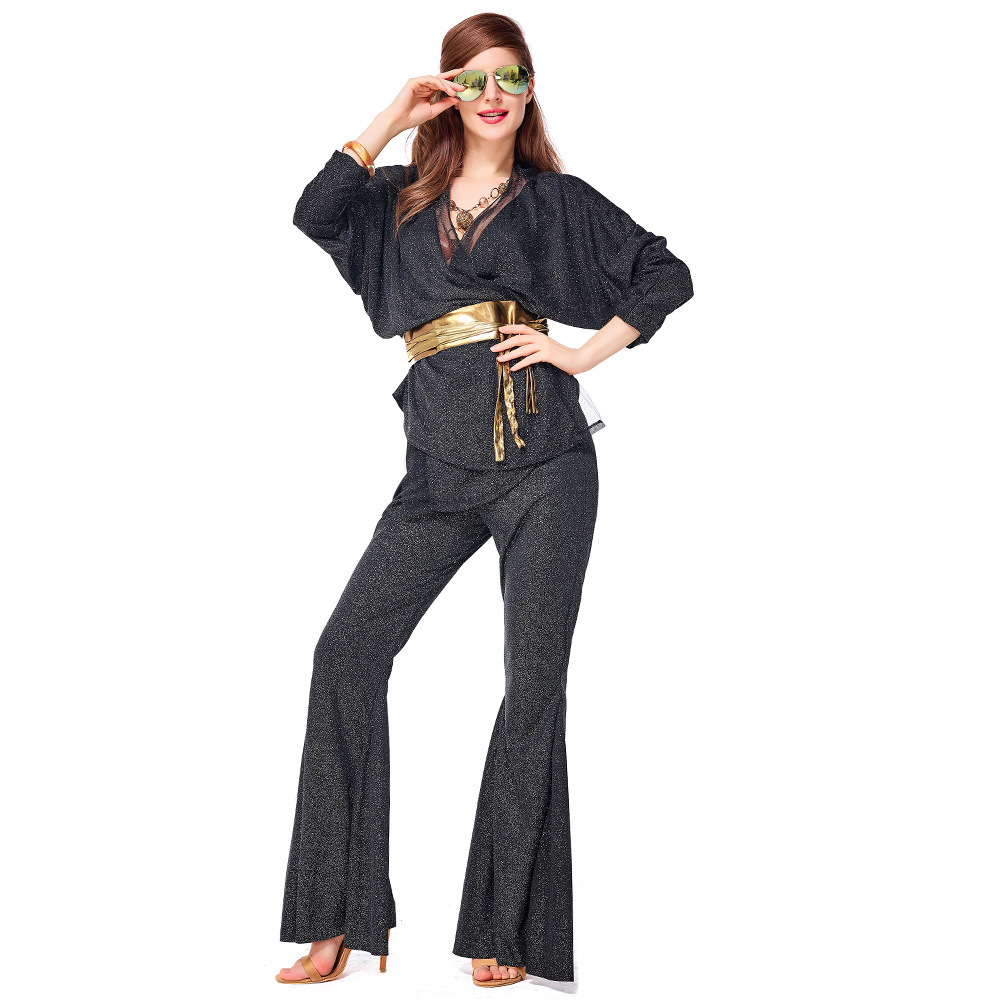 Black Womens Disco Costume | 90s Fancy Dress Disco Outfit