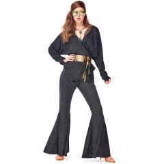 Black Womens Disco Costume | 90s Fancy Dress Disco Outfit