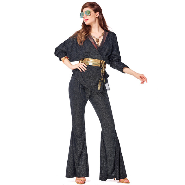 Black Womens Disco Costume | 90s Fancy Dress Disco Outfit