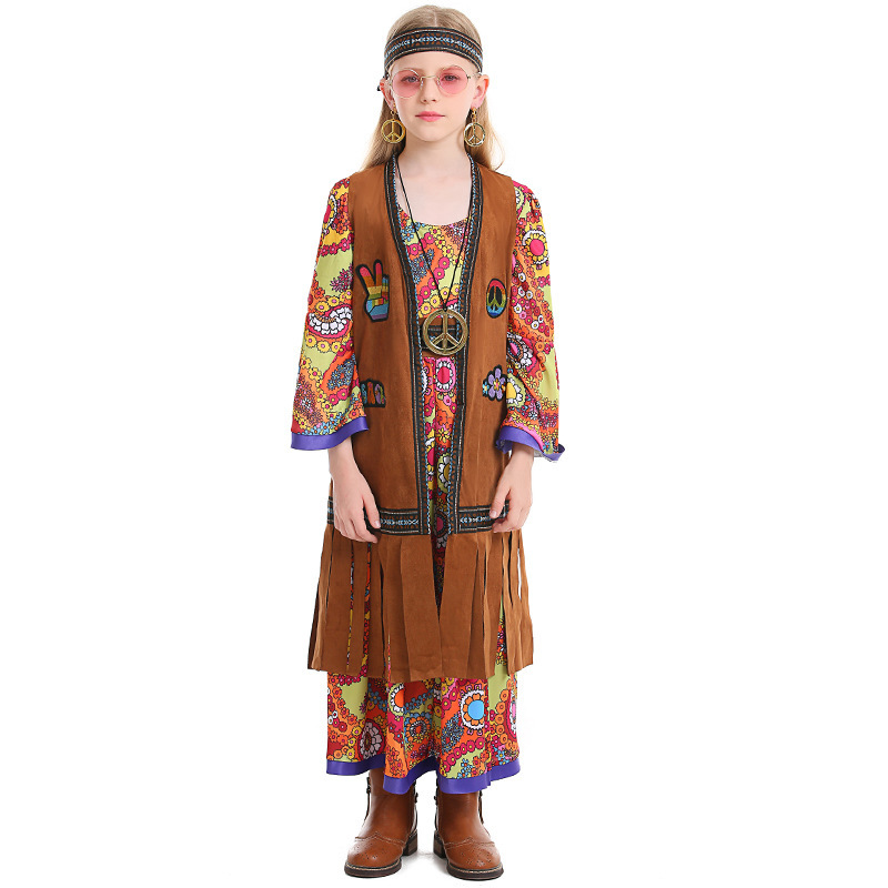 Kids Hippie Disco Costume with Fringe Vest | Wholesale Fancy Dress