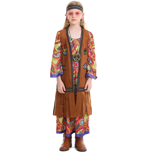 Kids Hippie Disco Costume with Fringe Vest | Wholesale Fancy Dress