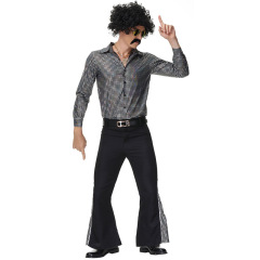 70s Disco Costume for Men | Shiny Shirt & Bell Bottoms | Wholesale