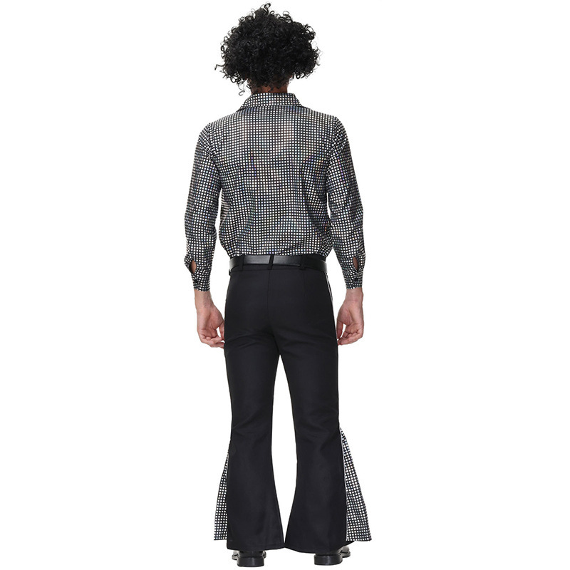 70s Disco Costume for Men | Shiny Shirt & Bell Bottoms | Wholesale