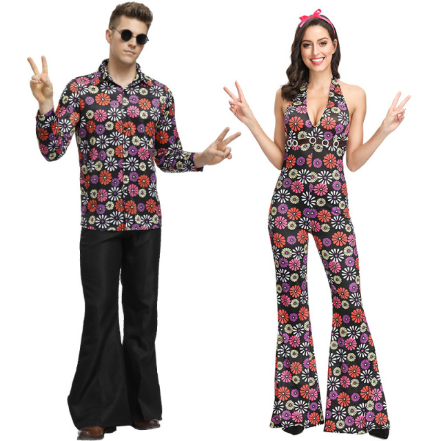 Disco Couple Costume Set | Retro Floral Couples Fancy Dress